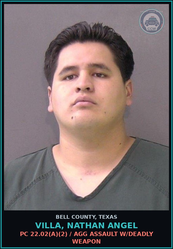 Booking mugshot of VILLA, NATHAN ANGEL in Bell County