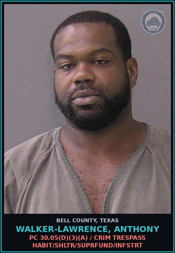 Booking mugshot of WALKER-LAWRENCE, ANTHONY in Bell County