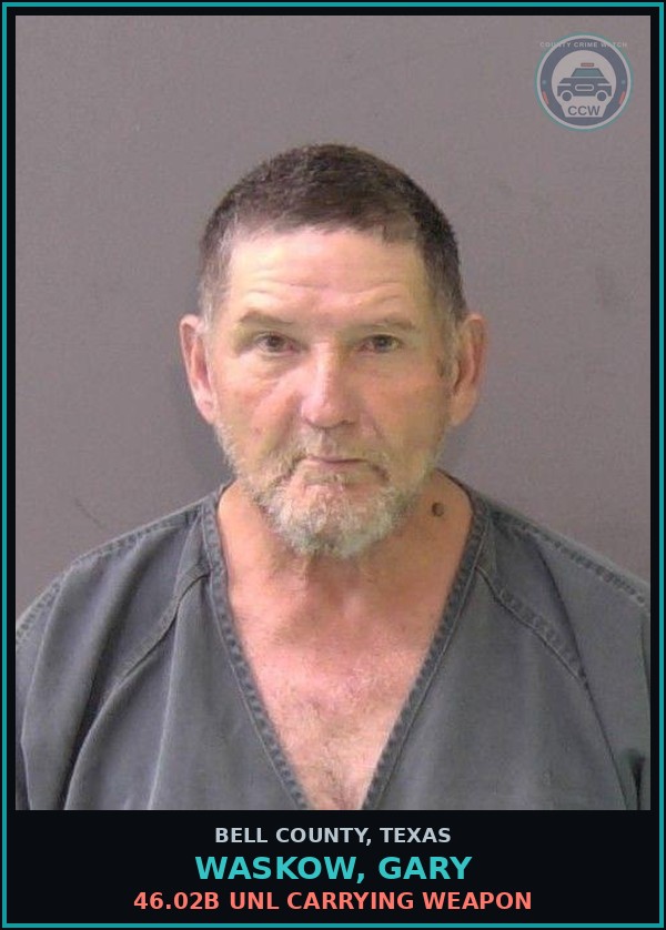 Booking mugshot of WASKOW, GARY in Bell County