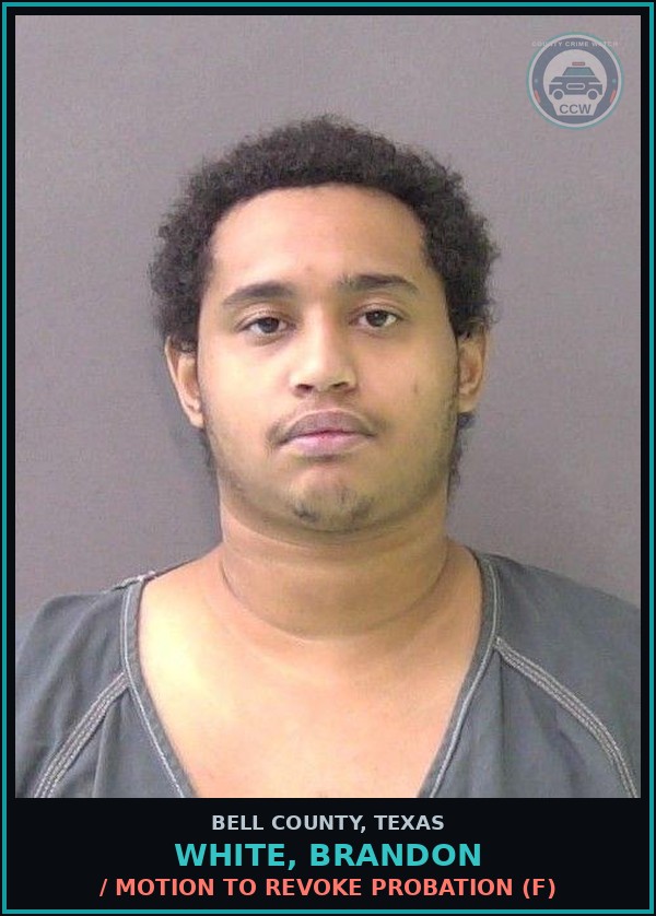 Booking mugshot of WHITE, BRANDON in Bell County
