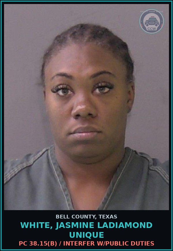 Booking mugshot of WHITE, JASMINE LADIAMOND UNIQUE in Bell County