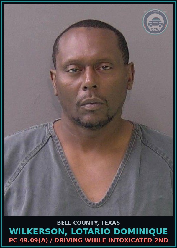 Booking mugshot of WILKERSON, LOTARIO DOMINIQUE in Bell County