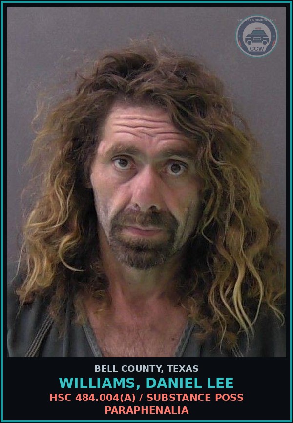 Booking mugshot of WILLIAMS, DANIEL LEE in Bell County