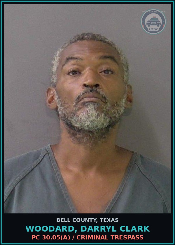 Booking mugshot of WOODARD, DARRYL CLARK in Bell County