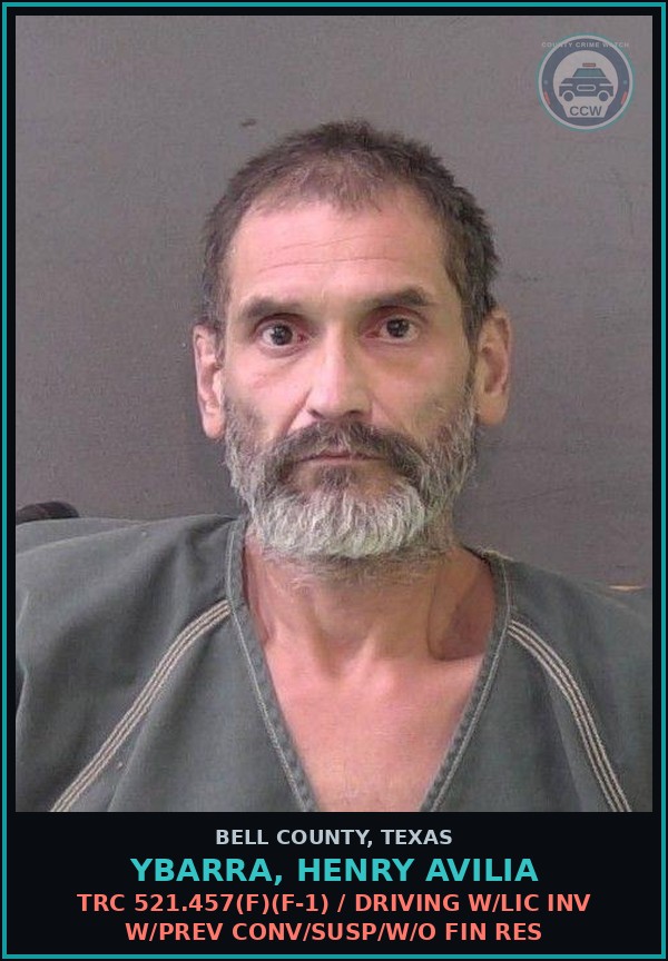 Booking mugshot of YBARRA, HENRY AVILIA in Bell County