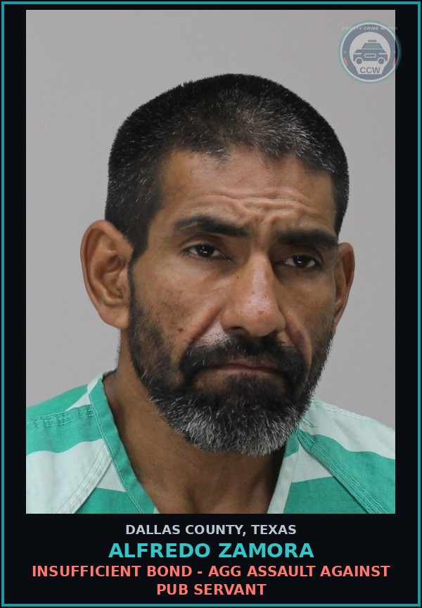 Booking mugshot of ALFREDO ZAMORA in Dallas County