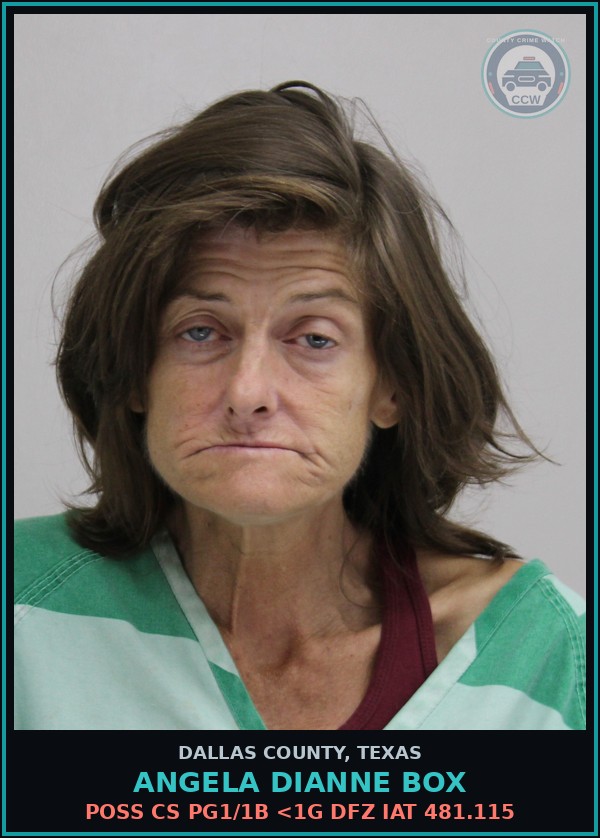 Booking mugshot of ANGELA DIANNE BOX in Dallas County