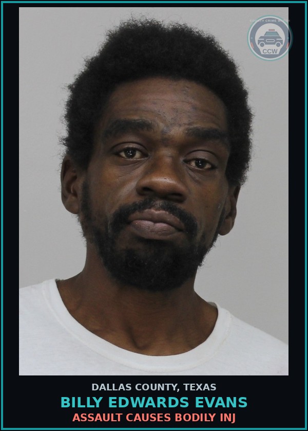 Booking mugshot of BILLY EDWARDS EVANS in Dallas County