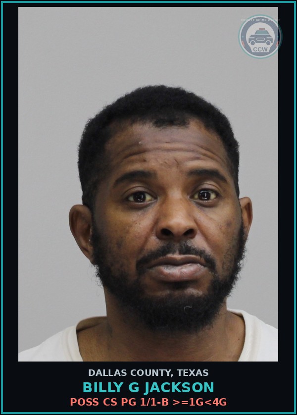 Booking mugshot of BILLY G JACKSON in Dallas County