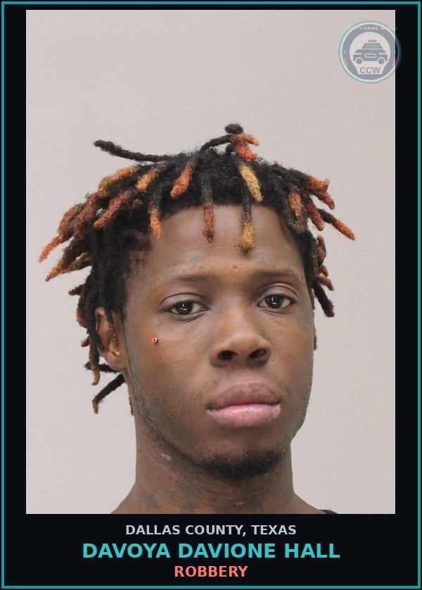 Booking mugshot of DAVOYA DAVIONE HALL in Dallas County