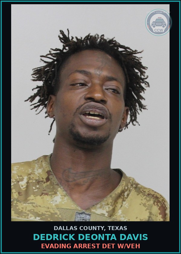 Booking mugshot of DEDRICK DEONTA DAVIS in Dallas County