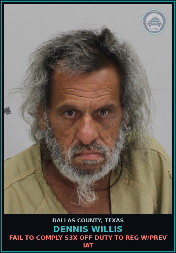 Booking mugshot of DENNIS WILLIS in Dallas County