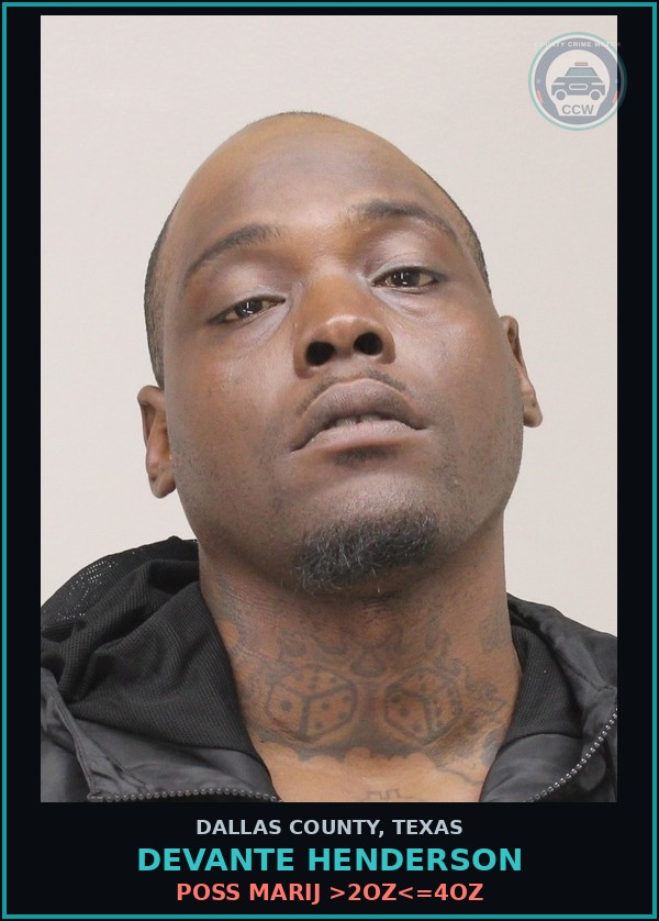 Booking mugshot of DEVANTE HENDERSON in Dallas County