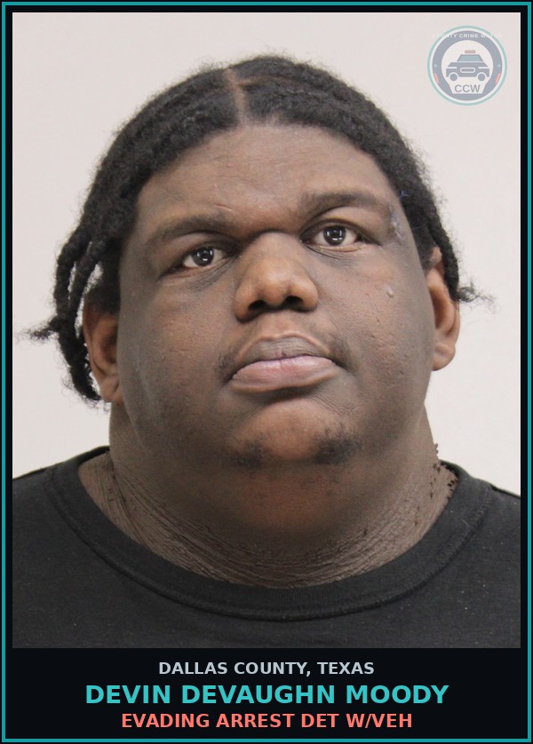 Booking mugshot of DEVIN DEVAUGHN MOODY in Dallas County