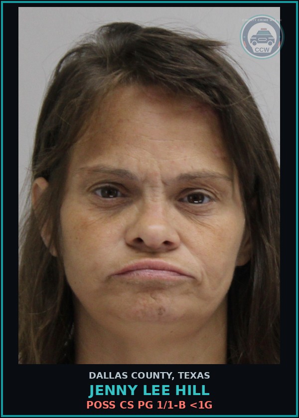 Booking mugshot of JENNY LEE HILL in Dallas County