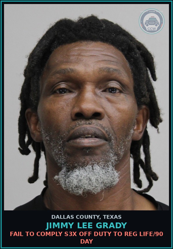 Booking mugshot of JIMMY LEE GRADY in Dallas County