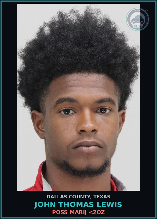 Booking mugshot of JOHN THOMAS LEWIS in Dallas County