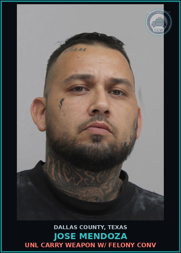 Booking mugshot of JOSE MENDOZA in Dallas County