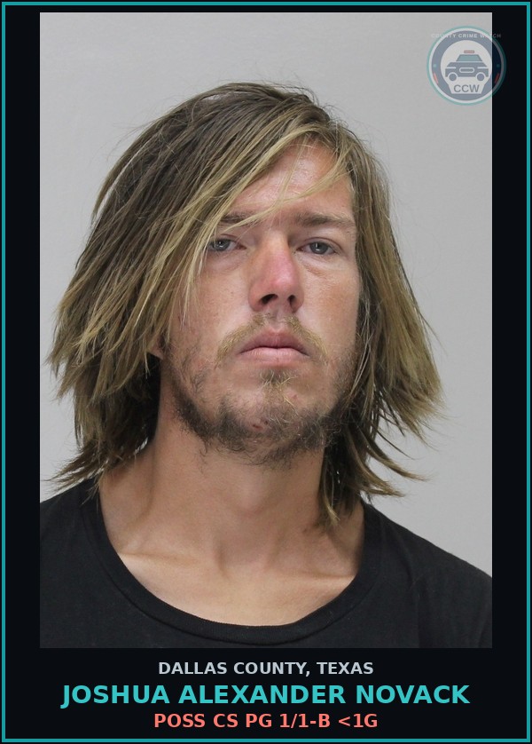 Booking mugshot of JOSHUA ALEXANDER NOVACK in Dallas County