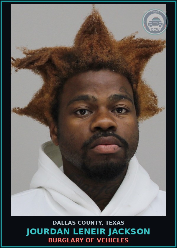 Booking mugshot of JOURDAN LENEIR JACKSON in Dallas County