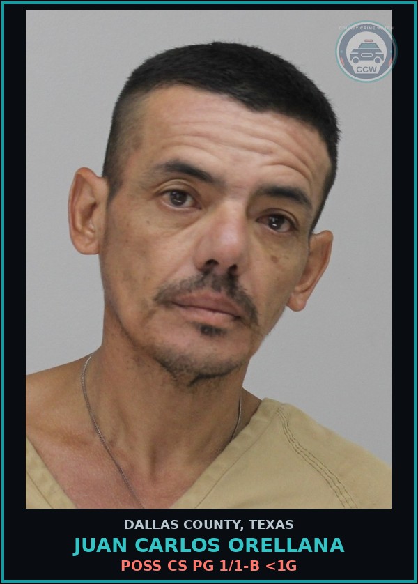 Booking mugshot of JUAN CARLOS ORELLANA in Dallas County