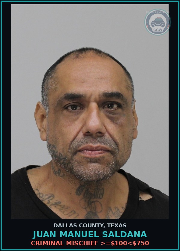 Booking mugshot of JUAN MANUEL SALDANA in Dallas County