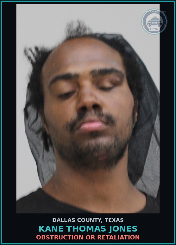 Booking mugshot of KANE THOMAS JONES in Dallas County