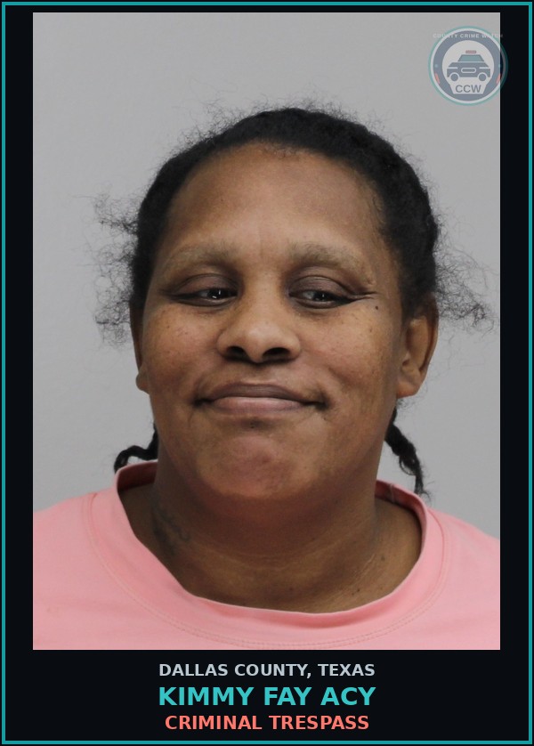 Booking mugshot of KIMMY FAY ACY in Dallas County