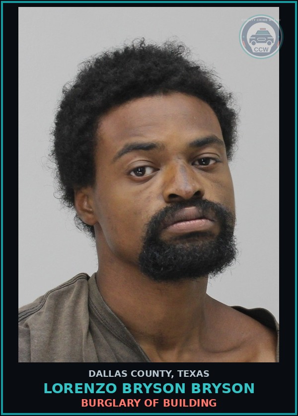 Booking mugshot of LORENZO BRYSON BRYSON in Dallas County