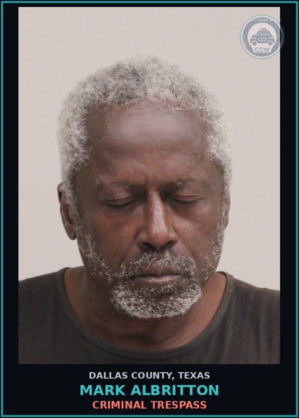 Booking mugshot of MARK ALBRITTON in Dallas County