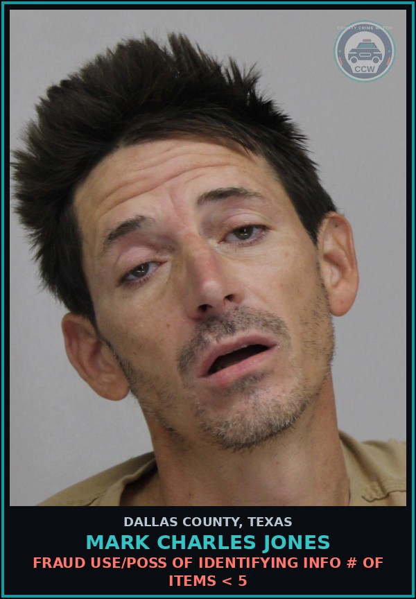 Booking mugshot of MARK CHARLES JONES in Dallas County