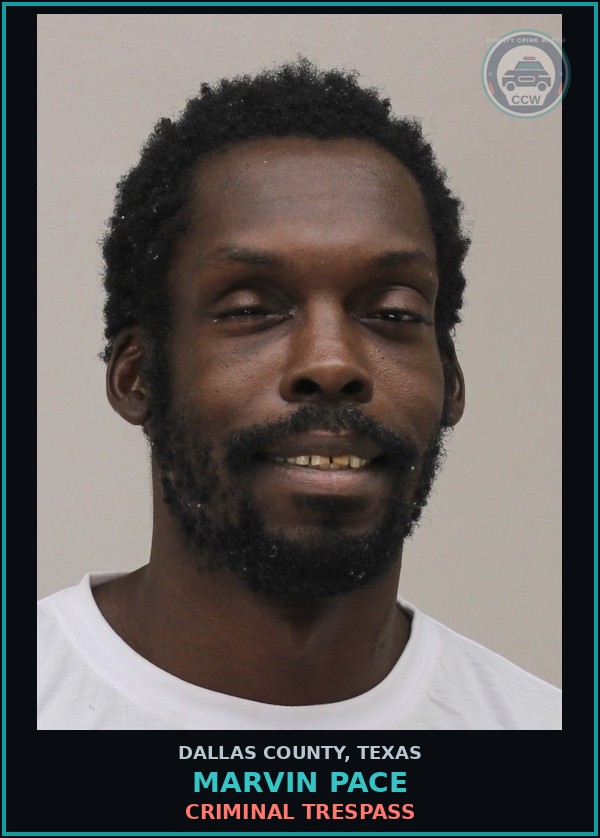 Booking mugshot of MARVIN PACE in Dallas County