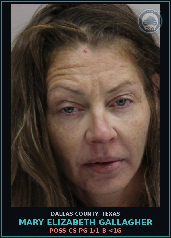 Booking mugshot of MARY ELIZABETH GALLAGHER in Dallas County