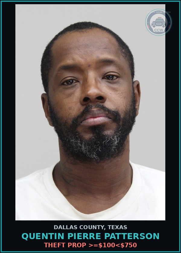 Booking mugshot of QUENTIN PIERRE PATTERSON in Dallas County