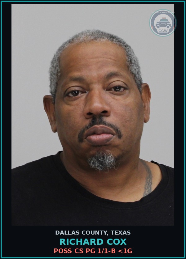 Booking mugshot of RICHARD COX in Dallas County