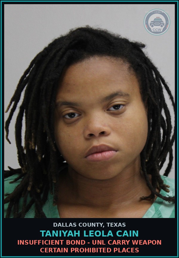 Booking mugshot of TANIYAH LEOLA CAIN in Dallas County