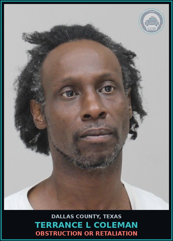 Booking mugshot of TERRANCE L COLEMAN in Dallas County