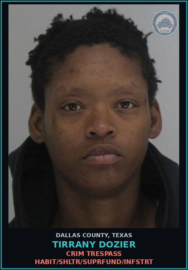 Booking mugshot of TIRRANY DOZIER in Dallas County