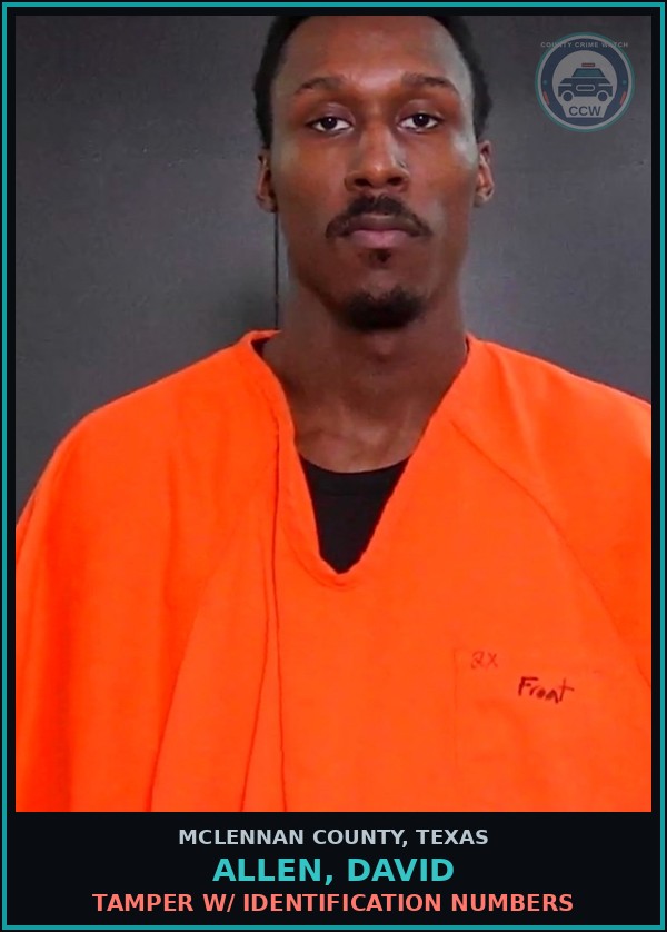 Booking mugshot of ALLEN, DAVID in McLennan County