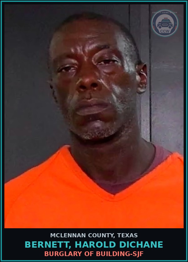 Booking mugshot of BERNETT, HAROLD DICHANE in McLennan County