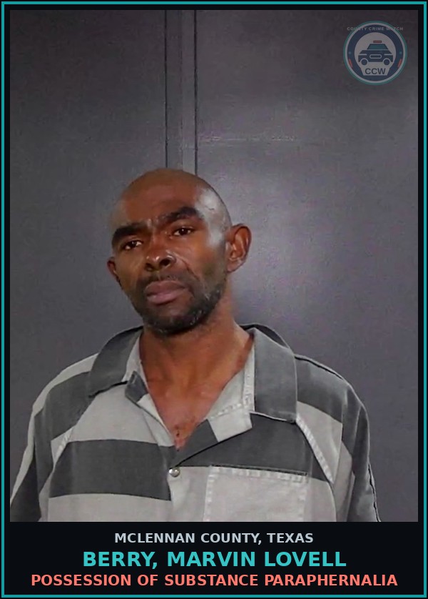 Booking mugshot of BERRY, MARVIN LOVELL in McLennan County