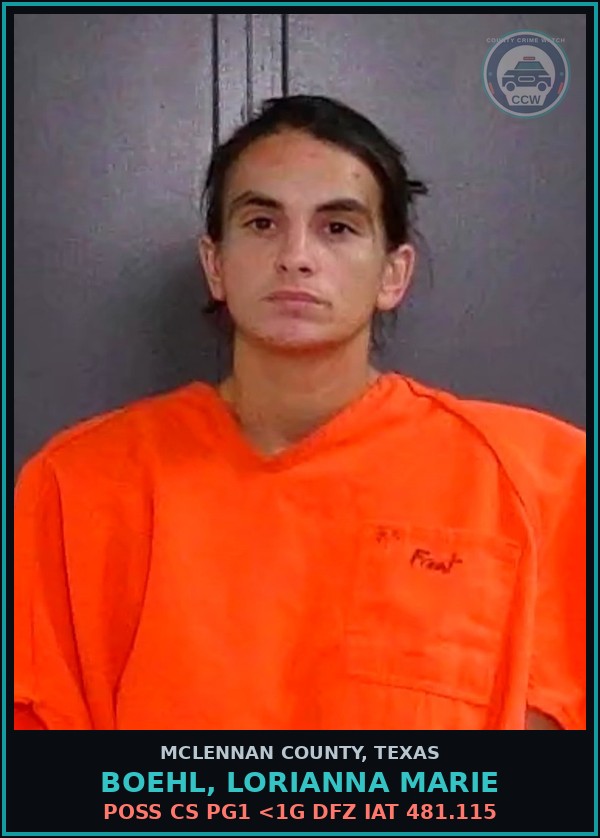 Booking mugshot of BOEHL, LORIANNA MARIE in McLennan County