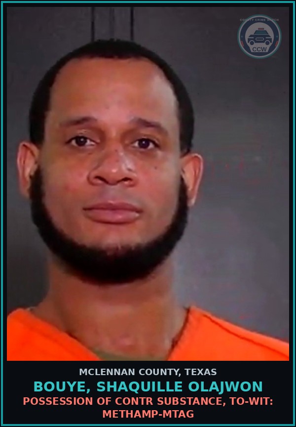 Booking mugshot of BOUYE, SHAQUILLE OLAJWON in McLennan County
