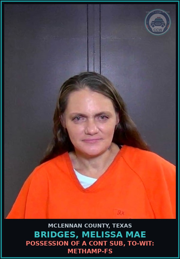 Booking mugshot of BRIDGES, MELISSA MAE in McLennan County