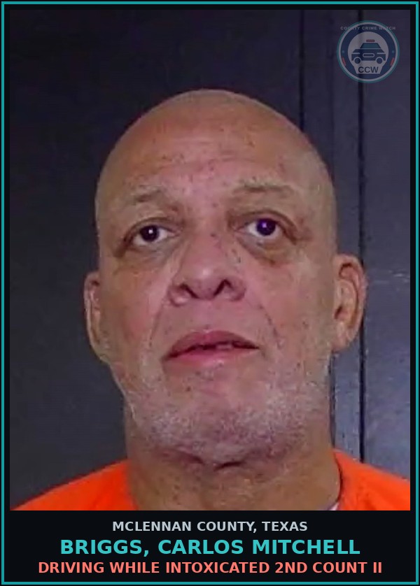 Booking mugshot of BRIGGS, CARLOS MITCHELL in McLennan County