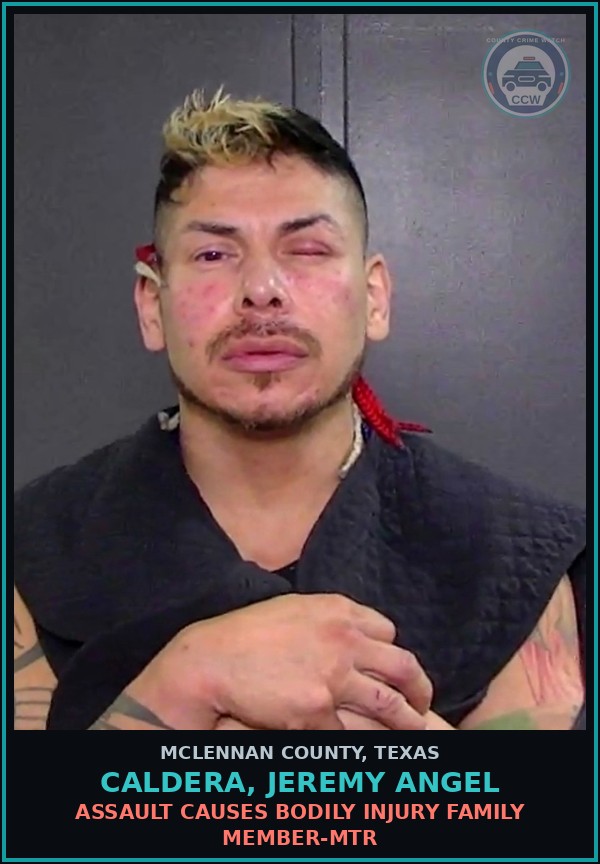 Booking mugshot of CALDERA, JEREMY ANGEL in McLennan County