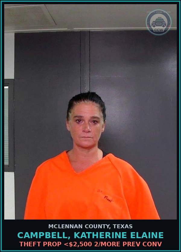 Booking mugshot of CAMPBELL, KATHERINE ELAINE in McLennan County