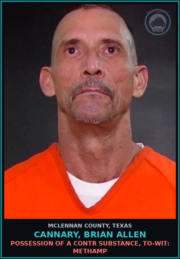 Booking mugshot of CANNARY, BRIAN ALLEN in McLennan County