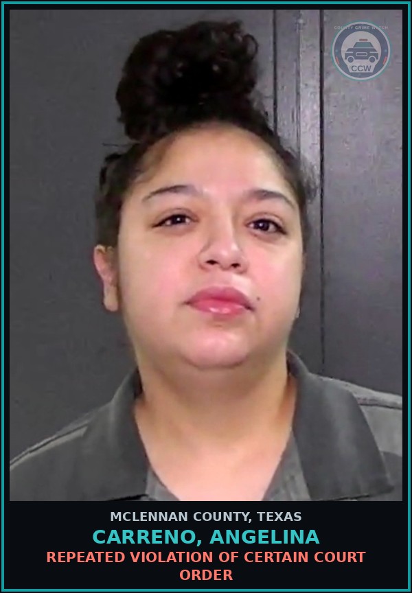 Booking mugshot of CARRENO, ANGELINA in McLennan County
