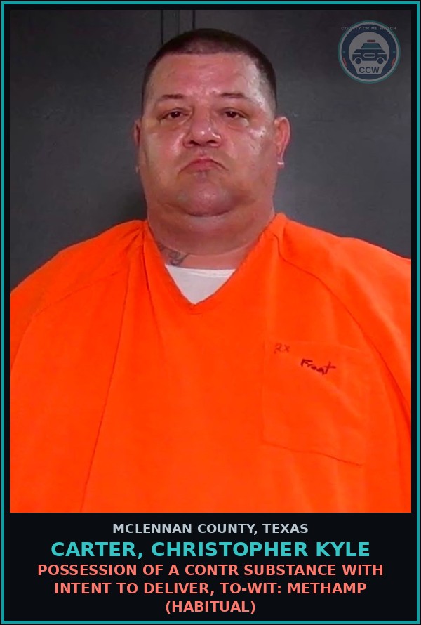 Booking mugshot of CARTER, CHRISTOPHER KYLE in McLennan County